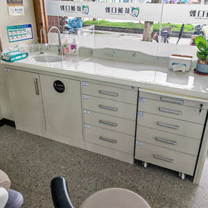 Gabinete Dental Moderno <span class=keywords><strong>de</strong></span> Acero Inoxidable Antibacteriano con Fregadero y Diseño Móvil para Laboratorio Dental - Product Image 3