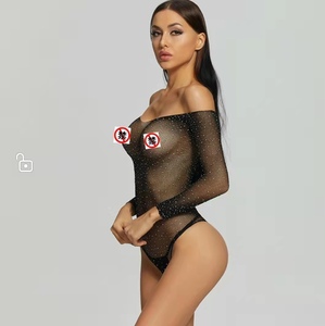 Da donna Sexy Lingerie alla moda con rete in filata a Drill Bikini trasparente manica lunga all'ingrosso tute da donna Sexy Lingerie - Product Image 5