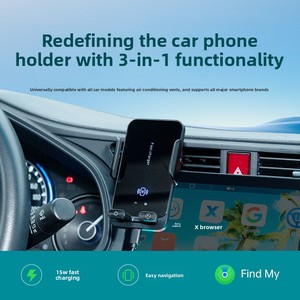 Support de chargeur de voiture sans fil 3-en-1 avec fixation automatique pour grille d'aération et tableau de bord, charge rapide 15W et fonction de localisation GPS - Product Image 5