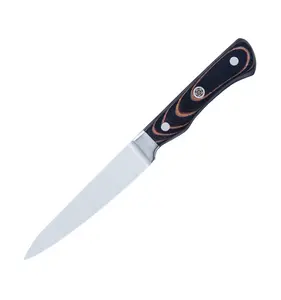 Özel Logo el yapımı dövme soyma bıçağı alman 1.4116 paslanmaz çelik G10 kolu ile 4 inç mutfak meyve soyma bıçağı