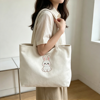 Sacs fourre-tout en toile légers et tendance à motif dessin animé pour femmes, sac à bandoulière personnalisé avec logo, fermeture éclair, taille moyenne, pour cadeaux de conférence