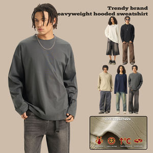 חולצת טריקו אירופית לגברים בסגנון אמריקאי כותנה בכושר רופף שרוול ארוך - Product Image 2