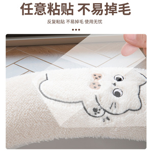 White Cat Plush Toilet Seat Cover Universal Adhesive Winter Warmth Household Use - Product Image 4