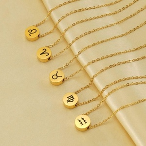 Collar <span class=keywords><strong>de</strong></span> Acero Inoxidable para Mujer, Colgante con Símbolo Redondo, <span class=keywords><strong>Signo</strong></span> del Zodiaco Simple, Colgante <span class=keywords><strong>de</strong></span> Acero Inoxidable <span class=keywords><strong>de</strong></span> 12 Meses, con Abalorio, para <span class=keywords><strong>el</strong></span> Año del Zodiaco, a la Moda, a la Moda - Product Image 1