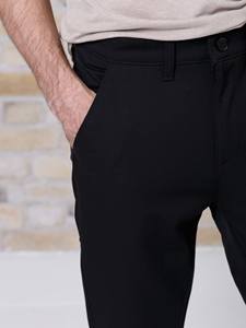 Men Classic Straight Chino Pants Black Casual Cotton Trousers <b>Elastic</b> <b>Waist</b> Zipper - Product Image 4