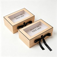 Boîte cadeau magnétique en gros avec fenêtre transparente, ruban et nœud, boîte rigide de luxe en papier pour emballage de cadeaux, cosmétiques et vêtements de détail