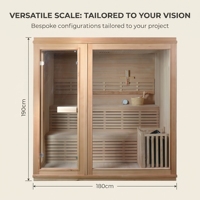 Sauna intérieur électrique moderne Ploutara 180 cm (71 po) à double cabine avec vue panoramique en verre, certifié ETL CE FSC 185F, modulaire