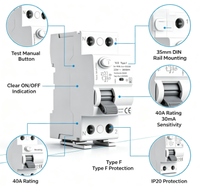RCCB Tipe F 40A 30mA 2 Kutub 6KA Pemutus Sirkuit Arus Sisa YL9 RCD untuk Penggerak Kecepatan Variabel dan Inverter Peralatan Rumah Tangga