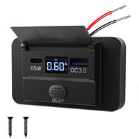 Prise de charge USB 65W PD3.0 et 18W QC avec interrupteur à bouton et voltmètre LED pour camping-car, bateau, camion 12V/24V