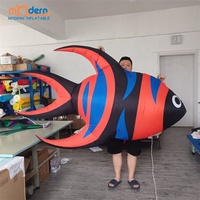 Ballon gonflable géant coloré en forme de poisson, de haute qualité, pour intérieur et extérieur, avec lumière LED RGB, taille 2m, marque moderne pour la publicité