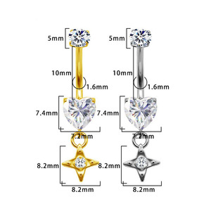 Anneaux de nombril en titane G23 avec pendentif cœur, vente en gros, tendance, <span class=keywords><strong>sexy</strong></span>, pour femmes et filles, bijoux de <span class=keywords><strong>piercing</strong></span> corporel à la mode - Product Image 6