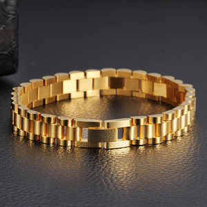 Bracciale Personalizzabile in Stile Business, <span class=keywords><strong>Cinturino</strong></span> in <span class=keywords><strong>Acciaio</strong></span> Inox Placcato Oro 18K, Catena Trendy per <span class=keywords><strong>Uomo</strong></span> e Donna - Product Image 5
