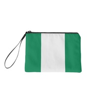 Dompet Koin Persegi Panjang Cetak Digital Poliester Bendera Nasional Nigeria Dompet Mini Lipat dengan Ritsleting Portabel