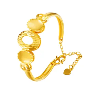 Simple Flower Head Push Pull Vietnamese Sand Gold Bracelet Brass Gold Plated Sandblasted Multiple Styles To Choose