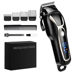 Máquina de cortar cabelo com led, sem fio, barbeiro, profissional, recarregável, elétrico, aparador de corte de barba para homens