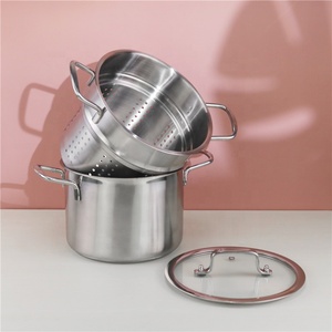 Casserole <span class=keywords><strong>de</strong></span> cuisine à double couche pour spaghetti avec couvercle en verre et grille vapeur - Product Image 4