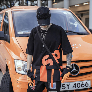 T-Shirt a <span class=keywords><strong>mezza</strong></span> <span class=keywords><strong>manica</strong></span> da uomo stile Street Hip Hop all'ingrosso su misura con tasca - Product Image 5