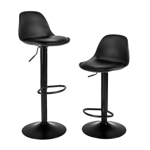 Modern PU Leather Commercial Bar <b>Stools</b> with <b>Wood</b> Frame Adjustable Height Metal Base for Home Bar and Outdoor Use - Product Image 3