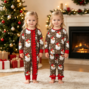 ชุดเดรสเด็กผู้หญิงลายเสือดาวสไตล์ซานต้าสำหรับเทศกาลวันหยุดจาก Trendyism Boutique ผลิตจากผ้าสแปนเด็กซ์ คอตตอนออร์แกนิก และผ้าไหมนม ขายส่ง - Product Image 2