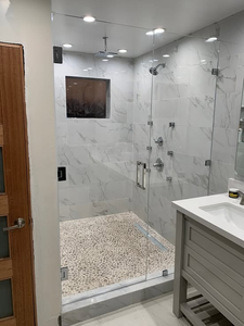 Pemasangan Mudah Kaca Tempered Kaca Kamar Mandi Partisi Kamar Mandi Kaca Tetap <span class=keywords><strong>Shower</strong></span> Walk-in <span class=keywords><strong>Shower</strong></span> - Product Image 5