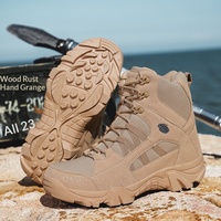 Bottes de randonnée montantes tactiques d'extérieur pour homme / Chaussures de camping grande taille respirantes unisexe pour l'été en cuir véritable