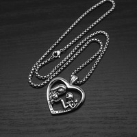Kalung Kerangka Bentuk Hati Cinta Abadi Vintage Liontin Baja Tahan Karat yang Dapat Dipersonalisasi Perhiasan Fashion Berkualitas untuk Pria Grosir
