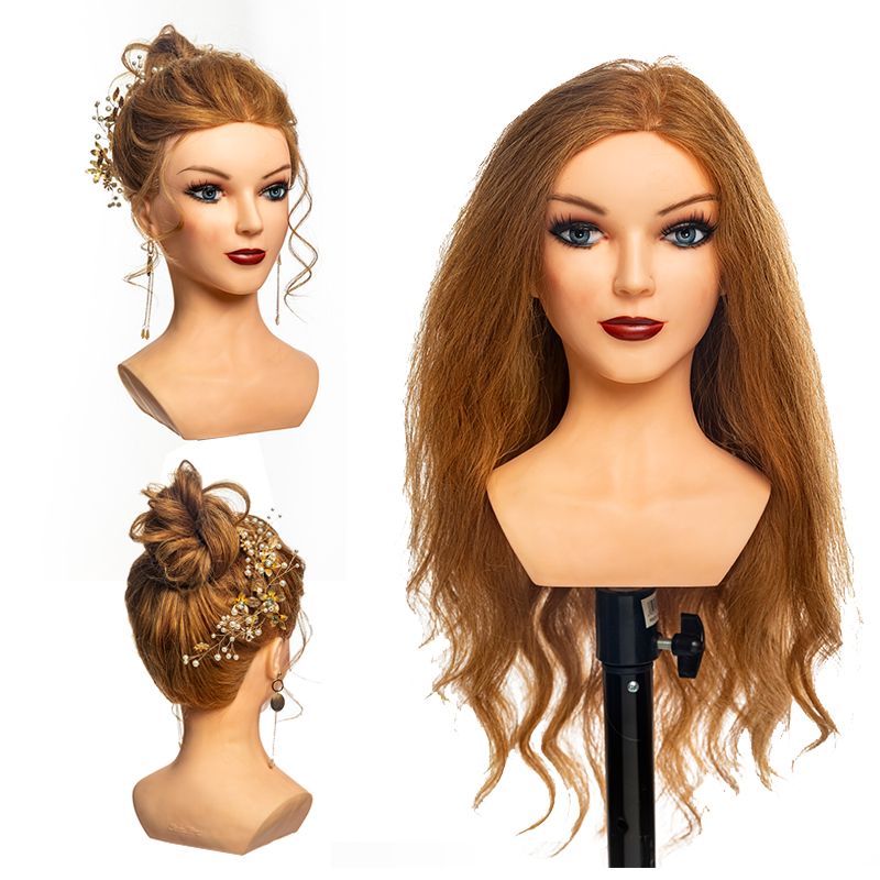 J02 Wholesale High Quality Training Head Cosmetology Manikin Doll Customized Human Hair Hairdresser Training Head