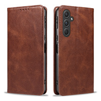 Elegante Funda Cartera de Negocios para Samsung A17 A16 A15 A25 A35 A55 A37 A57 Series, Textura de Piel de Becerro, Cubierta Magnética con Soporte de Cuero PU