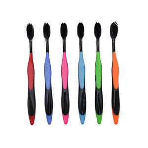 Venta al por mayor de cepillo de dientes manual de plástico 12 piezas paquete familiar cerdas de carbón suave Kit de cepillo de dientes abolladuras - Product Image 4