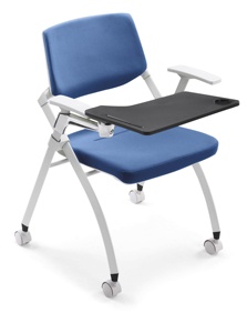 Silla de sala de entrenamiento con patas cromadas para estudio escolar y de salón, plegable con mesa adjunta para uso en el aula - Product Image 2