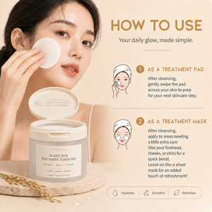Pads Toniques à l'Eau de Riz Marque Blanche, Nettoyants Visage au Rétinol et Céramide, Hydratants Lissants Effet Peau de Verre, Soin de la Peau OEM ODM, 70 Tampons - Product Image 3