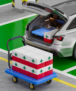 Blauwe Heavy-Duty Plastic Wielen <span class=keywords><strong>Trolley</strong></span> Platform Handtruckar Voor Magazijngebruik Mobiel Opvouwbaar Ontwerp <span class=keywords><strong>Oem</strong></span> Aanpasbaar - Product Image 4