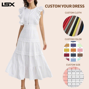 <span class=keywords><strong>Vestido</strong></span> <span class=keywords><strong>Largo</strong></span> de Verano Personalizado OEM de Alta Calidad para Mujer, Informal, de Lino y Algodón, Suave, Tejido, Corte A, Manga Abullonada, Maxi, Estilo Princesa, Color <span class=keywords><strong>Blanco</strong></span> - Product Image 2
