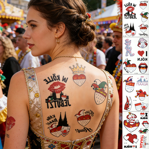 Parches Bordados Termoadhesivos con Diseño Festivo <span class=keywords><strong>de</strong></span> Carnaval, Dibujos Animados Lindos y Alegres en Rojo, Tatuajes Temporales <span class=keywords><strong>de</strong></span> Carnaval - Product Image 5
