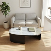 Table basse de luxe bleue en pierre naturelle avec plateau et base en acier, table à thé moderne de luxe, table TV pour canapé