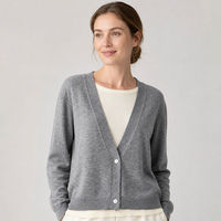 Cardigan personnalisé pour femme à col en V, en mélange de laine chinée, tricoté, boutonné sur le devant, long, anti-boulochage, fin, pour usage quotidien toutes saisons