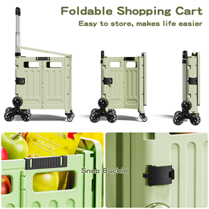 Household Hand - Pull Shopping <b>Cart</b> Portable <b>Foldable</b> Rolling Storage <b>Cart</b> with Telescopic Handle and Large Capacity - Product Image 3