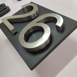 Plaque numérique <span class=keywords><strong>de</strong></span> porte et lettres 3D, en acier inoxydable brossé, Extra Large, moderne, pour l'<span class=keywords><strong>extérieur</strong></span>, finition en métal, signes - Product Image 3