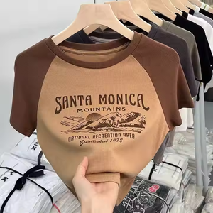 Alta qualità traspirante puro cotone t-shirt Sexy scollato <span class=keywords><strong>Top</strong></span> per le signore estate stampa digitale all'ingrosso disponibile - Product Image 5