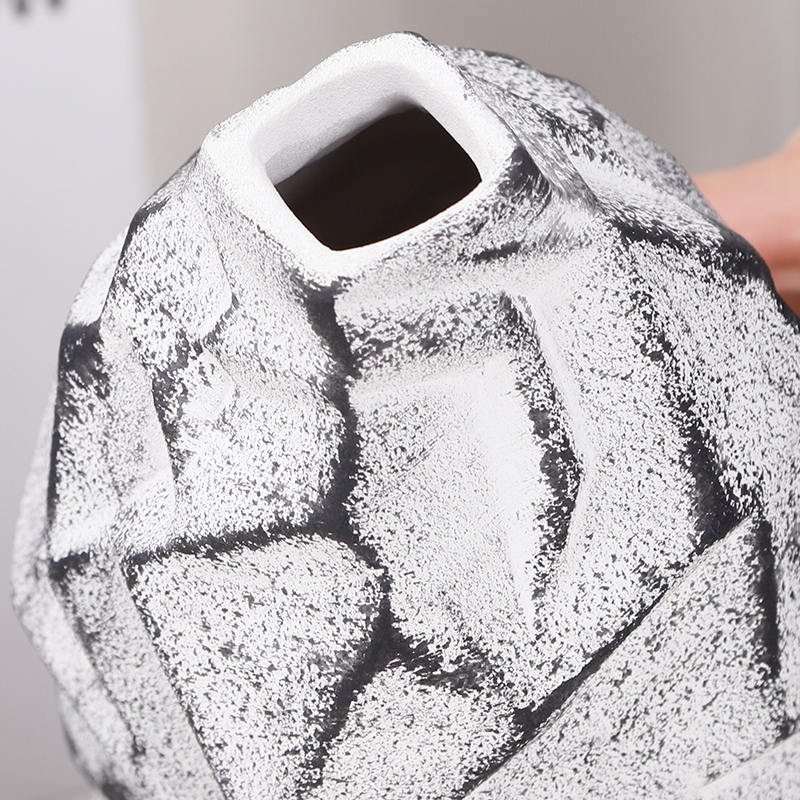 ceramic vase teal geometric patterned band