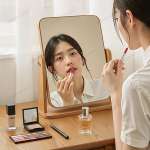 Wooden Rotating Makeup <b>Mirror</b> 20.5cm High Clarity <b>Mirror</b> For Bedroom Home Use - Product Image 2