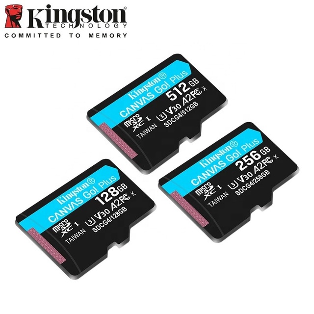 Kingston Canvas Go Plus Micro TF Sd Card 128GB Memory Card 64GB C10 U3 A2 V30 Carte Sd Memoria 256GB 512GB Upto 200Mbs SDCG4