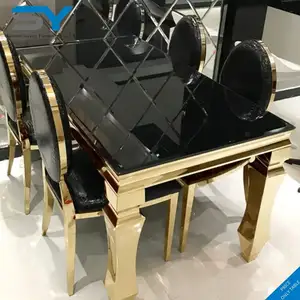 Cam lüks yuvarlak modern mobilya mermer yemek masası seti yemek masası için 6 kişilik sandalyeler