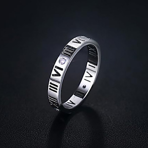 Anillo de Eternidad Q946 con Números Romanos y Circonitas Cúbicas para Anillos de Compromiso Unisex de Moda - Product Image 3