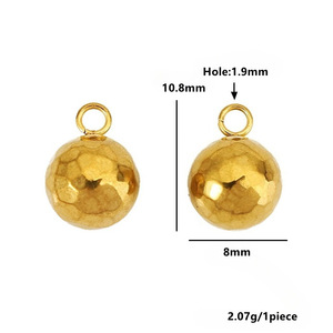 Pendentif boule martelé en acier inoxydable, soudé, à boucle simple ou double, pour la fabrication de bijoux, accessoires DIY pour bracelets - Product Image 2