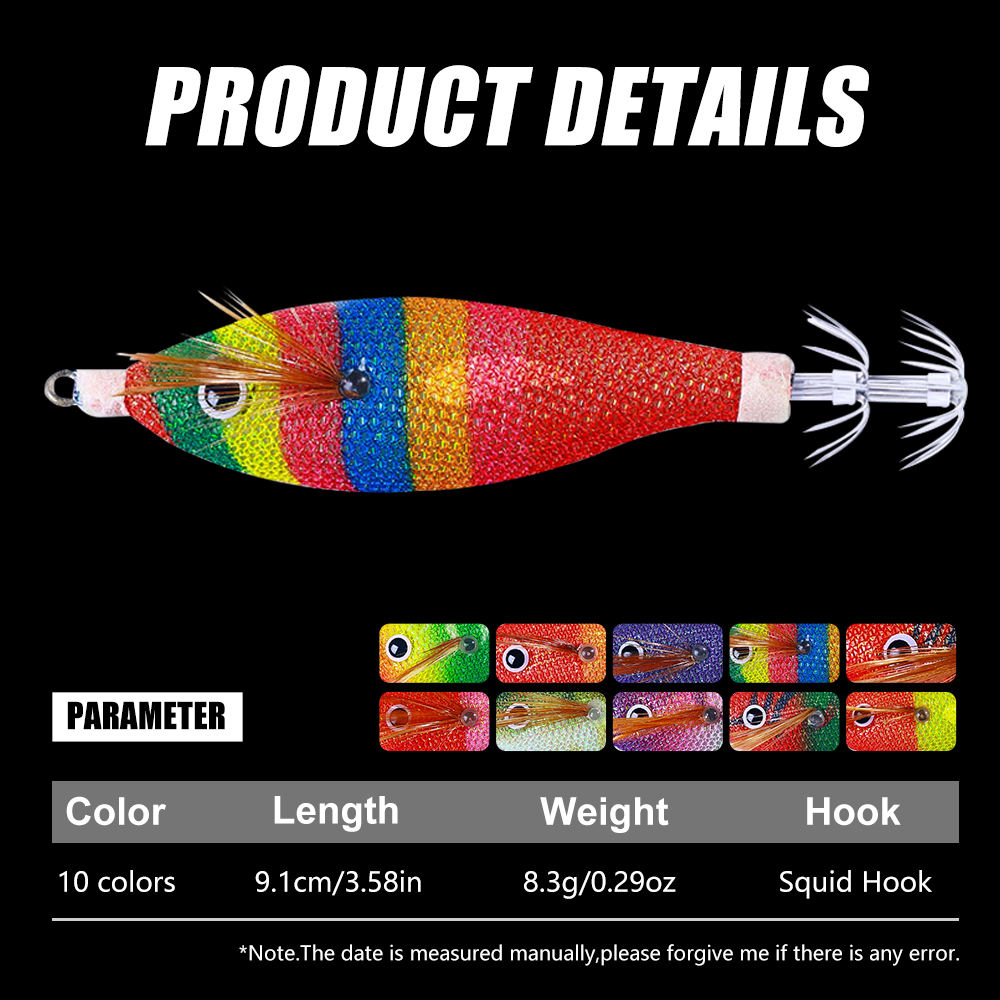 Squid Jig RUI AK01 UV Glow Egi Lure - AKA White Night Tiger Style, Saltwater Fishing For Squid & More Tuna Jigs - Foto 2