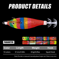 NOUVEAU Leurre de pêche au calamar lumineux de nuit 9CM 8.3G pour la pêche aux pieuvre, emballage en boîte, leurre crevette calamar, leurres de pêche en eau salée