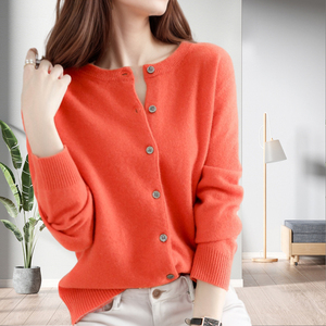 <span class=keywords><strong>Cardigan</strong></span> da Donna alla Moda con Maniche Lunghe, Tinta Unita, Collo Rotondo e Bottoni - Product Image 3
