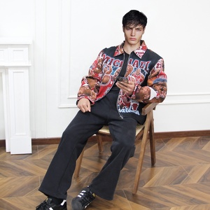 Fornitura OEM Basso MOQ Giacca da Basket in Tessuto Jacquard Arazzo Personalizzata da Uomo con <span class=keywords><strong>Zip</strong></span> Fodera in Seta <span class=keywords><strong>Cardigan</strong></span> con Cerniera - Product Image 2