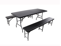 Fournisseur Table et banc pliants rectangulaires portables en plastique de 6 pieds pour jardin, cour, hôpital, banquet, mariage